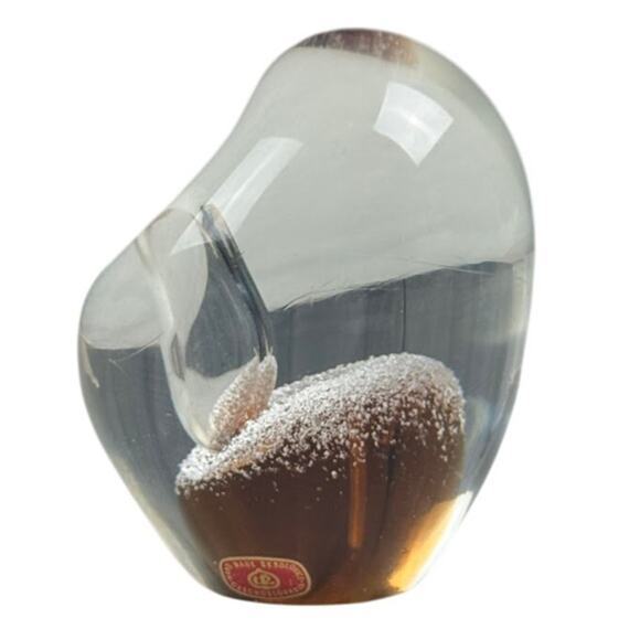 Skrdlovice Czech Art Glass Paperweight Vintage Hand Blown Amber Gum Drop Clear - Picture 4 of 7